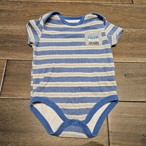 Calvin Klein Baby Onesie 18 Months Blue Stripe Bodysuit